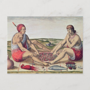 Postal Indios comiendo una comida