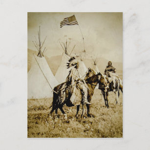Postal Indios fanáticos vintage nativos estadounidenses g