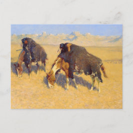 Postal Indios simulando búfalo