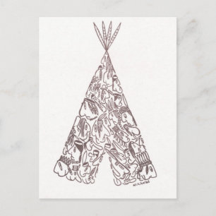 Postal INDIOS - TEPEE - hecho de pequeños norteamericanos