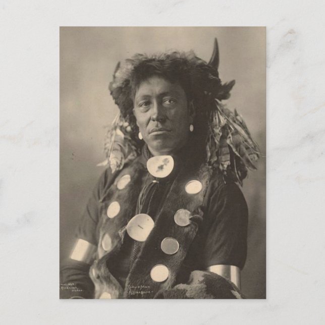 Postal Indios vintage: Cloud Man, Assinaboine - (Anverso)