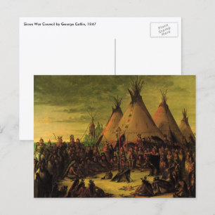 Postal Indios vintage, Consejo de guerra sioux de Catlin