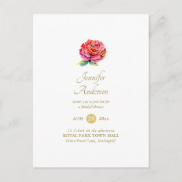 Postal Indulgente Red Rose Watercolor Gold Briower