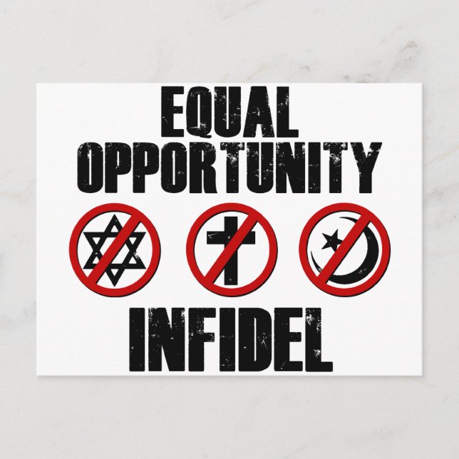 Postal Infidel de igualdad de oportunidades (Anverso)