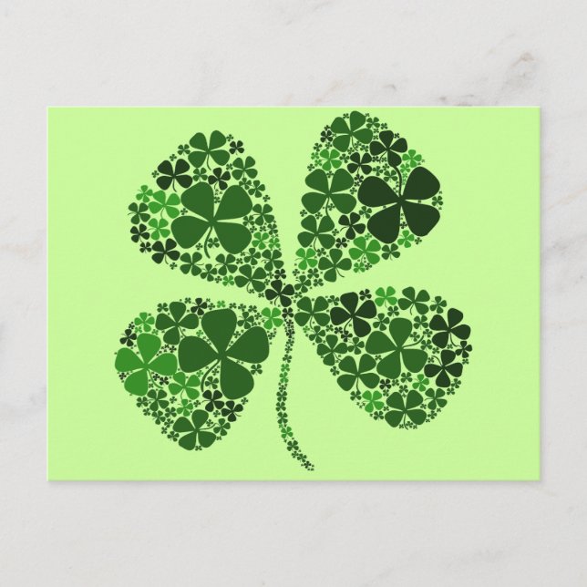 Postal Infinitamente Lucky Four Leaf Clover (Anverso)