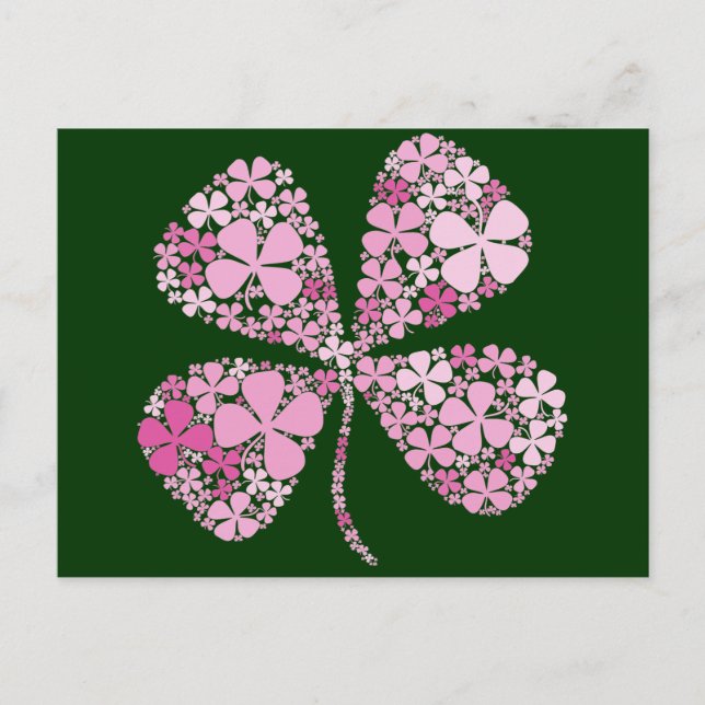 Postal Infinitamente Lucky Pink Clover (Anverso)