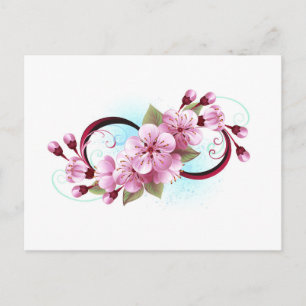 Postal Infinito con las flores de flores de Sakura Blosso