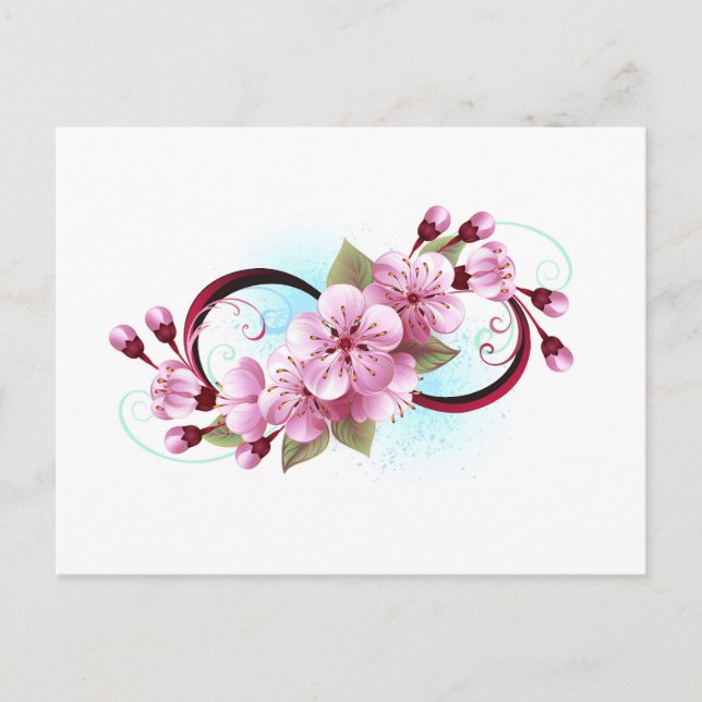 Postal Infinito con las flores de flores de Sakura Blosso (Anverso)