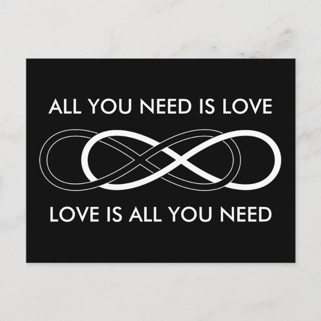 Postal Infinito doble del símbolo - negro y blanco (Anverso)