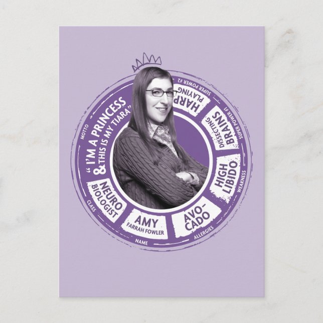 Postal Infografía de Amy Farrah Fowler (Anverso)