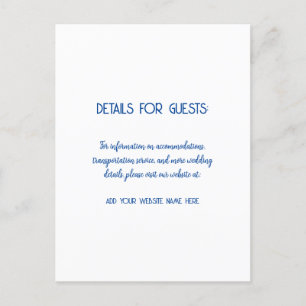 Postal Información del boda Invitados Blue White 2024