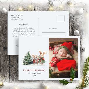 Postal Informe Anual Familiar de Navidad Conejos Divertid