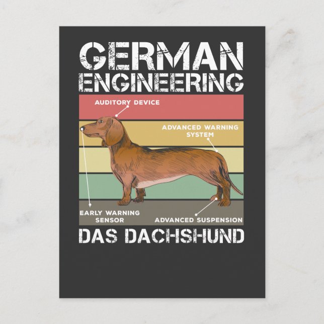 Postal Ingeniería alemana Dachshund Cuppy Weiner Dog (Anverso)