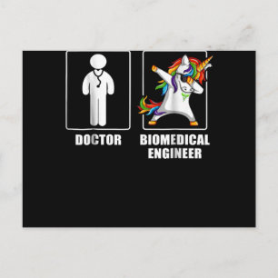 Postal Ingeniero biomédico Unicorn Dabbing Funny Amantes