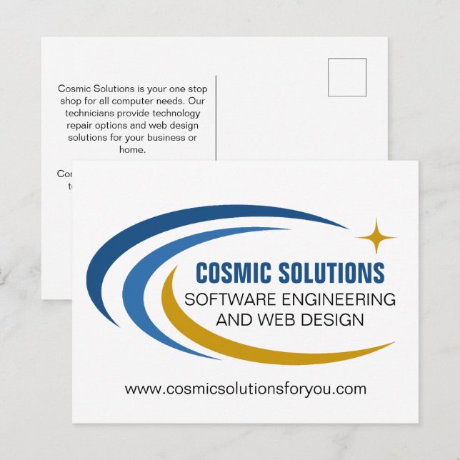 Postal Ingeniero de software cósmico Tecnología informáti (Anverso / Reverso)