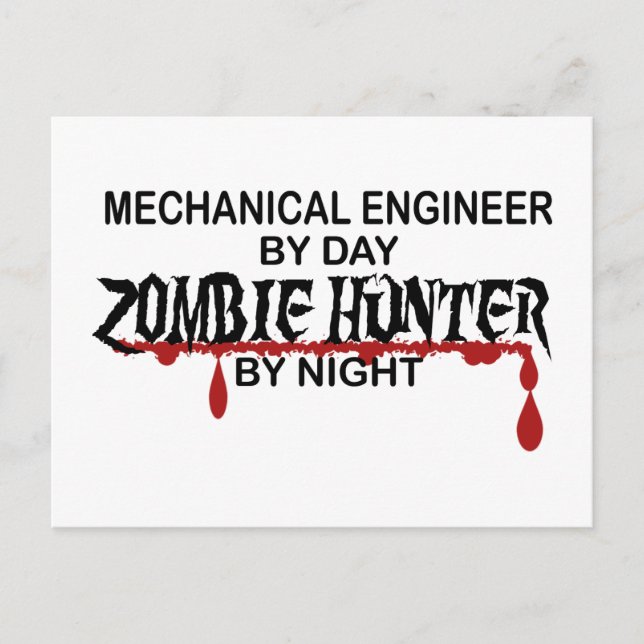 Postal Ingeniero Mecánico Zombie Hunter (Anverso)