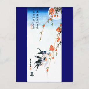Postal Ingiere y peach Blossoms Hiroshige Bella Artes