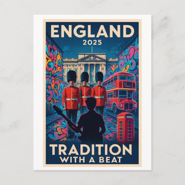 Postal Inglaterra 2025 – Tradición con un Ritmo (Anverso)