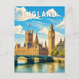 Postal Inglaterra Reino Unido Ilustración Arte de Viaje