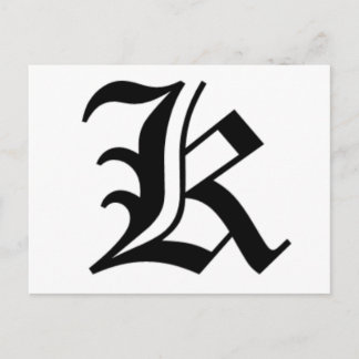 Postal Inglés antiguo de texto K