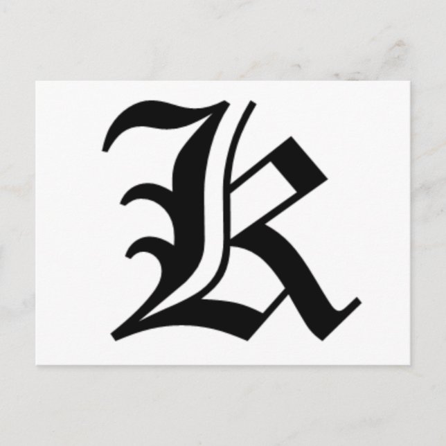 Postal Inglés antiguo de texto K (Anverso)