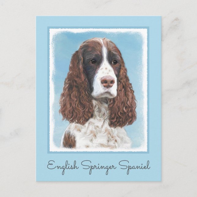 Postal Inglés Springer Spaniel Pintura Original Perro Art (Anverso)
