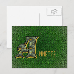 Postal Inicial de monograma A Margaritas Arte floral pers