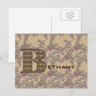 Postal Inicial de monograma B Floral elegante Personaliza