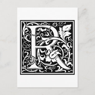 Postal Inicial decorativa "R" de la letra