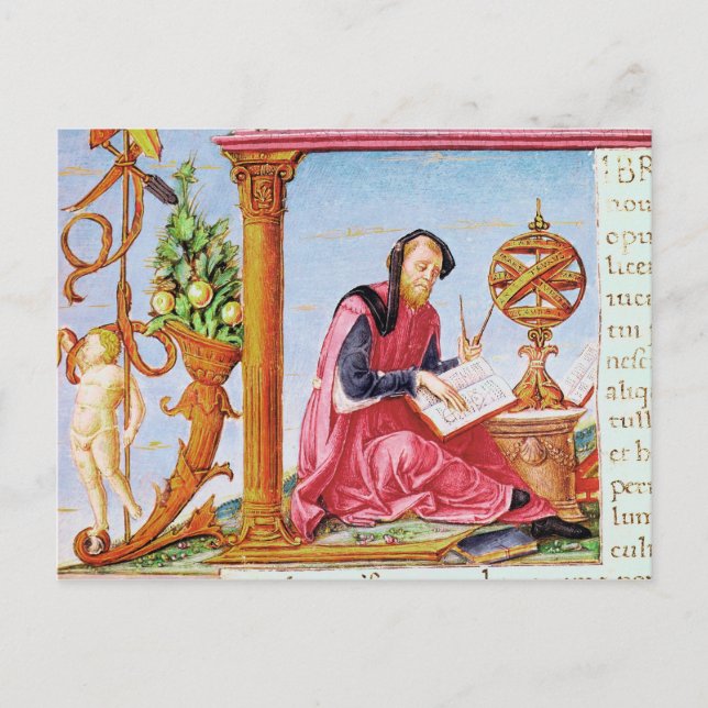 Postal Inicial historiada 'L' que representa a Plinio el (Anverso)