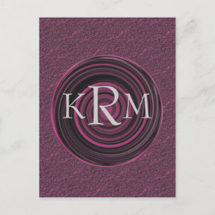 Postal Iniciales de monograma personalizadas con remolino