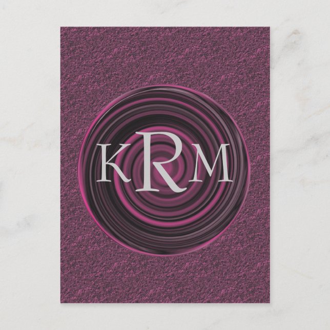 Postal Iniciales de monograma personalizadas con remolino (Anverso)