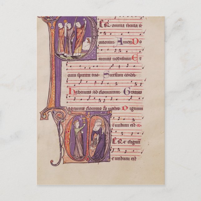 Postal Iniciales historiadas 'P' (Anverso)