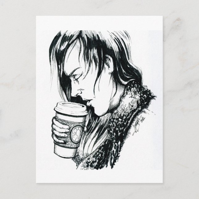 Postal Inktober 2018 Día 1- Una Taza de Café (Anverso)