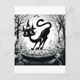 Postal Inktober 2018 Día 4 - Gato Embrujado