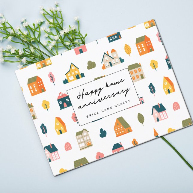Postal Inmobiliaria Feliz Aniversario de Hogar (Happy Home Anniversary Real Estate Postcard)