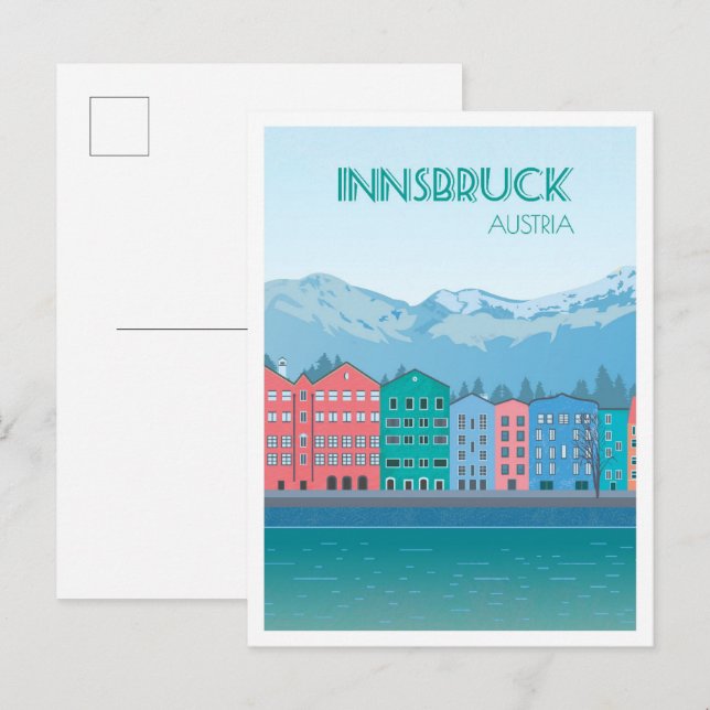 Postal Innsbruck Austria Art Vintage Travel Ilustracion (Anverso / Reverso)