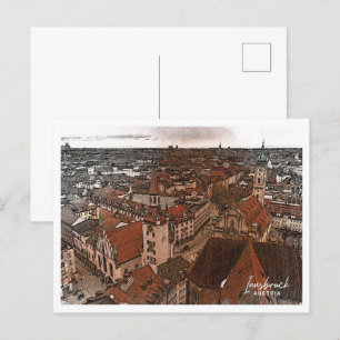 Postal Innsbruck Austria Hermoso paisaje de lápiz de colo