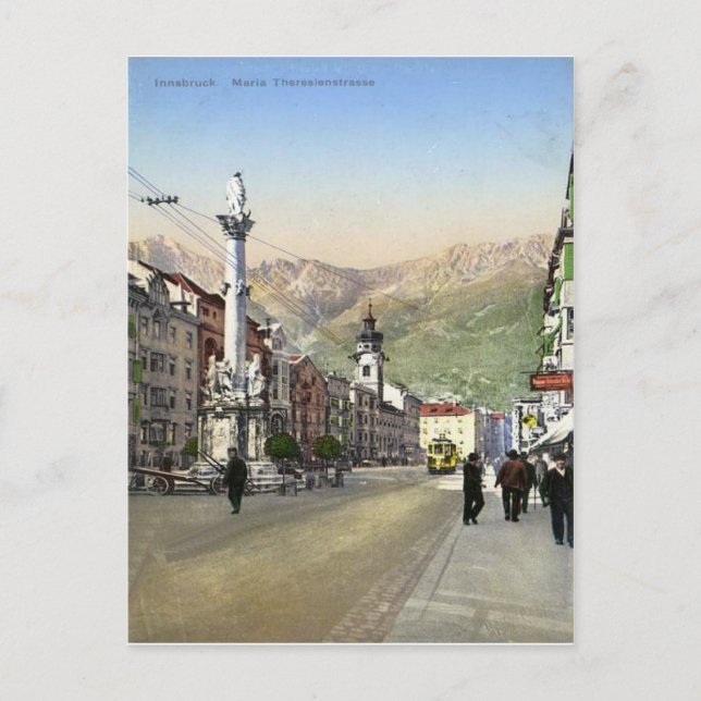 Postal Innsbruck, Maria Theresa Strasse, tranvía (Anverso)