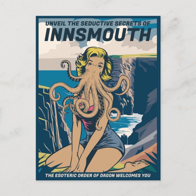Postal Innsmouth Pin-up Cthulhu Afiche de viaje Lovecraft (Anverso)