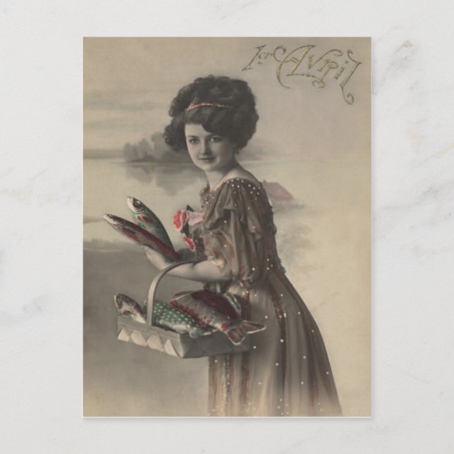 Postal Inocente del d'avril de Poisson de los pescados de (Anverso)