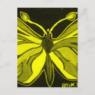 Postal Insectos de la dama de mariposa amarilla