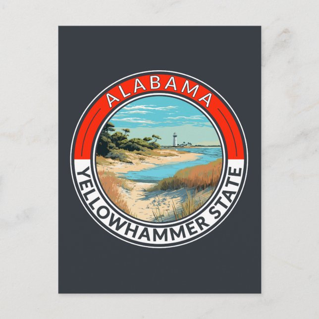 Postal Insignia de arte de viaje de Alabama (Anverso)
