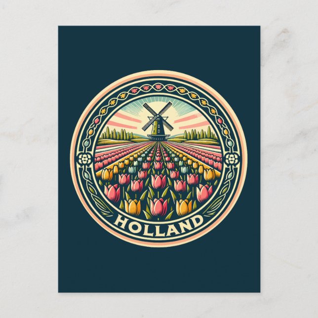 Postal Insignia de arte de viajes de Holanda (Anverso)