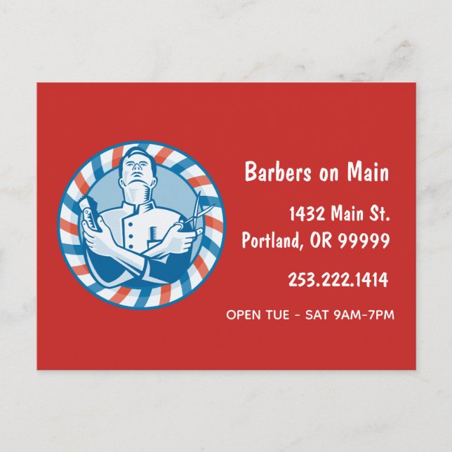 Postal Insignia de Barbershop de Retro (Anverso)