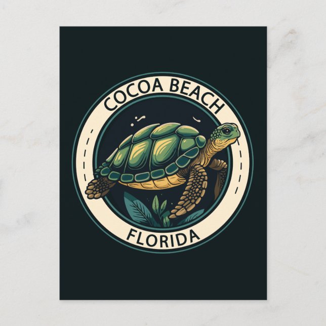Postal Insignia de tortugas de Cocoa Beach Florida (Anverso)