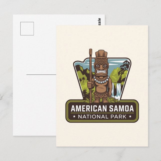 Postal Insignia de viaje del Parque Nacional de Samoa Ame (Anverso / Reverso)