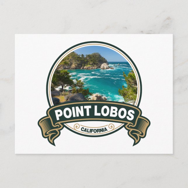 Postal Insignia de viaje Point Lobos California (Anverso)