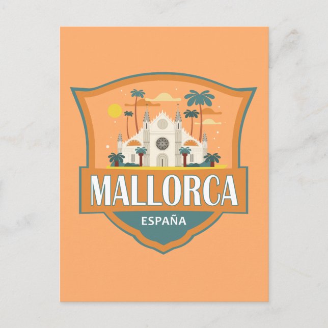 Postal Insignia de viaje retro de Mallorca España (Anverso)