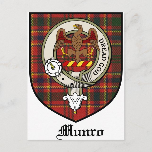 Postal Insignia del clan Munro Escudo Tartán (Anverso)